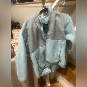 Girls Large Light Blue and Gray North Face Jacket